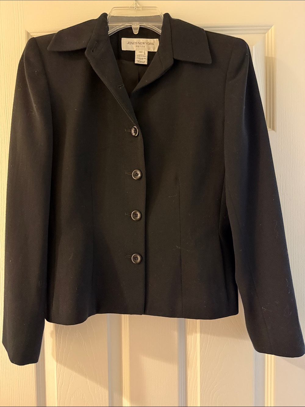 Jones New York Petite 4P Black 100% Wool Jacket